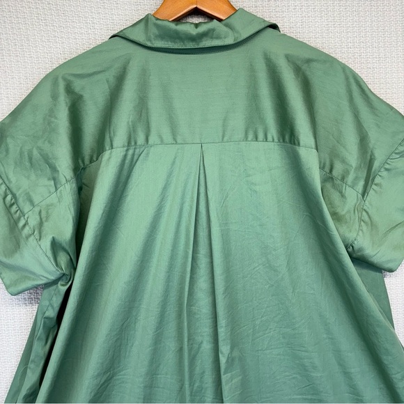 Chicos Shirt Dress w/ Pockets 3XL Women's Maxi Stretch Cotton Olive Green EUC - Picture 8 of 11